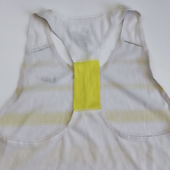 Nike active wear / athletic racer back tank top white yellow stripes women's M - Picture 4 of 10
